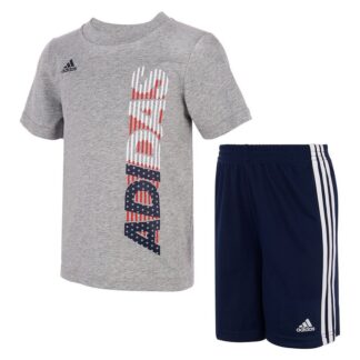 Adidas set tricou gri si pantaloni