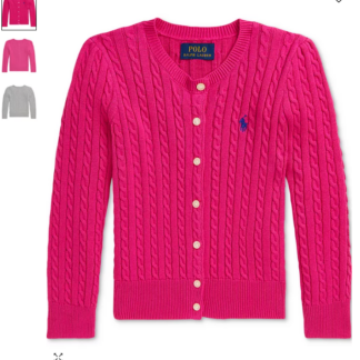 Ralph Lauren Cardigan roz cu logo albastru