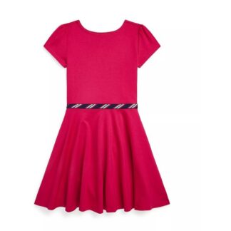 Ralph Lauren Short Sleeves Striped-Trim Ponte Dress