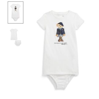 Ralph Lauren Baby Girls Polo Bear Cotton T-Shirt Dress & Bloomer