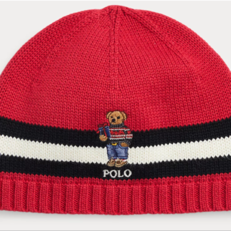 Ralph Lauren caciula bumbac rosu urs cadou