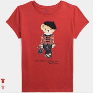 Ralph Lauren tricou bumbac rosu urs fete