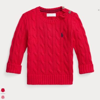 Ralph Lauren pulover bumbac cable-knit red