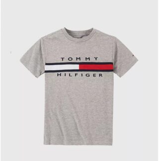 Tommy Hilfiger tricou bumbac logo gri