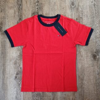 Tommy Hilfiger tricou rosu cu guler negru