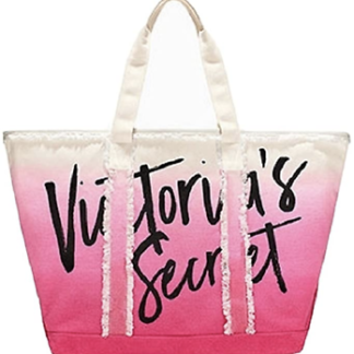 victoria's secret Canvas Pink/White Fringe Ombre TOTE