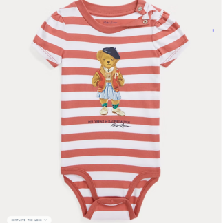 Ralph Lauren body bumbac urs alb cu rosu