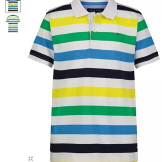 Tommy Hilfiger tricou polo bumbac alb cu dungi