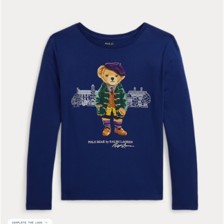 Ralph Lauren bluza bumbac albastra urs