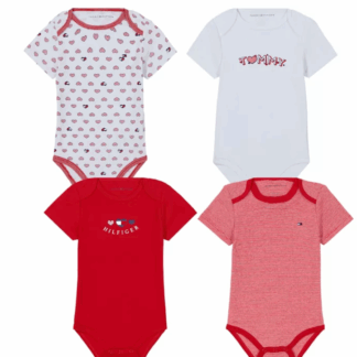 Tommy Hilfiger set 4 bodysuits cu maneca scurta