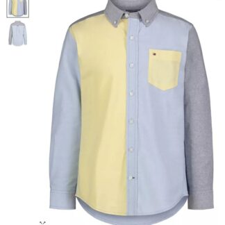 Tommy Hilfiger camasa bumbac albastra cu galben