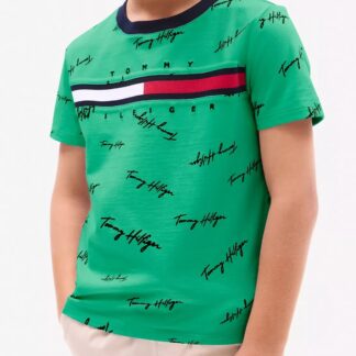 Tommy Hilfiger tricou bumbac logo verde