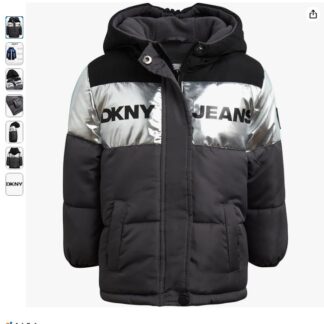 DKNY geaca puffer negru/argintiu