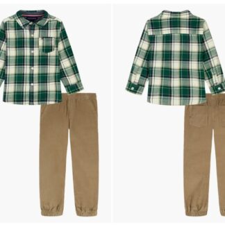 Tommy Hilfiger set camasa si pantaloni chino verde cu alb