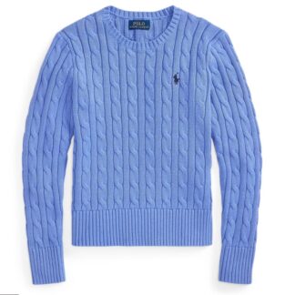Ralph Lauren pulover bumbac cable-knit albastru deschis