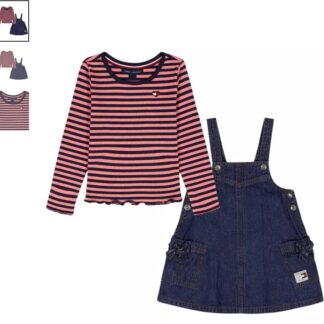 Tommy Hilfiger set sarafan denim si bluza cu maneca lunga