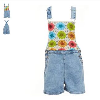 TRACTR salopeta denim cu model crosetat 2