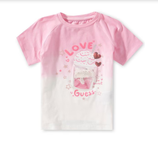 GUESS tricou roz alb bumbac