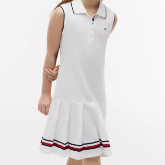 Tommy Hilfiger rochie polo fara maneci alb