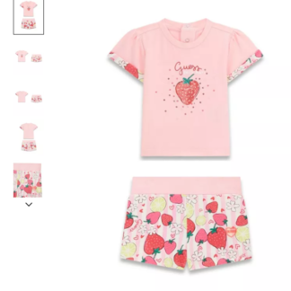 GUESS set tricou si pantaloni scurti capsuni