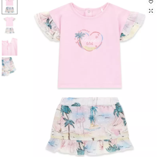 GUESS set tricou si fusta roz